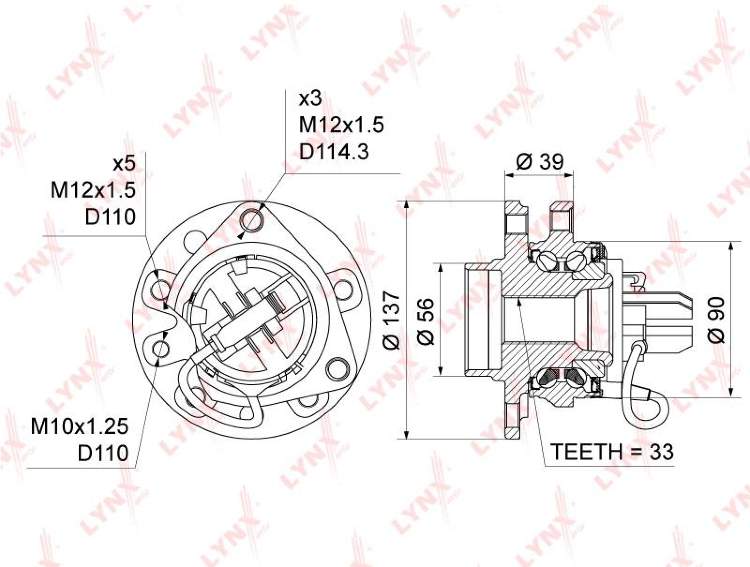 Подшипник-ступица передний OPEL ASTRA H 1.7D-2.0T 04> с ABS