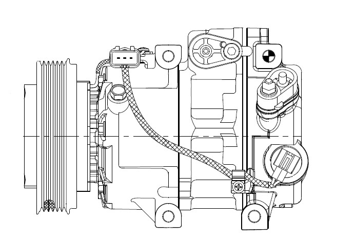 Компрессор кондиционера Hyundai ix35 (10-), Kia Sportage III (10-) 2.0i (тип Halla) (LCAC 0805)