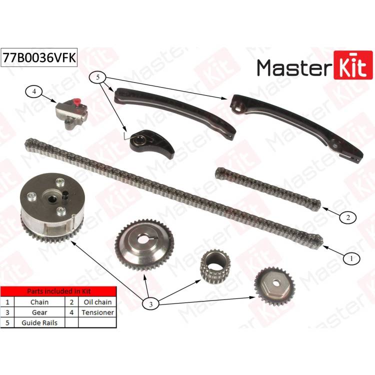 Комплект цепи ГРМ NISSAN Almera II/JUKE/NOTE/QASHQAI +2 I/TIIDA HR16DE 05- (VVT)