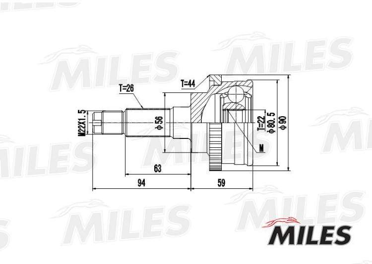 ШРУС MAZDA 323 V Kia SEPHIA 1.3-1.8 93-98 наружний +ABS